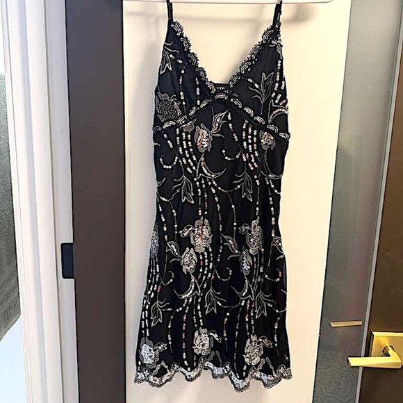 Evita Black Vintage Dress - Handmade Detailing - Picture 6 of 9